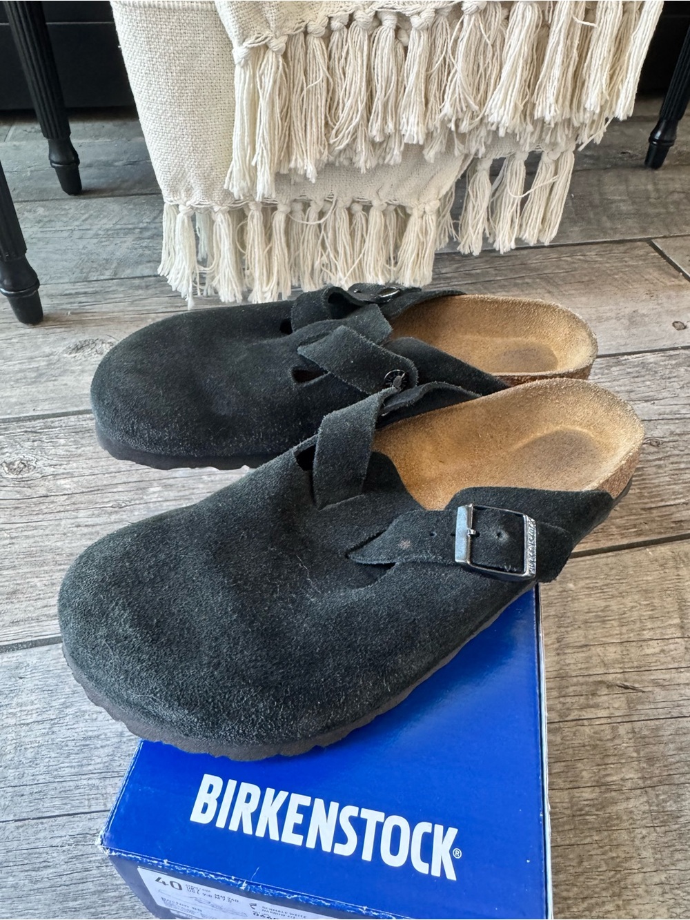 Birkenstock Black Suede Boston
